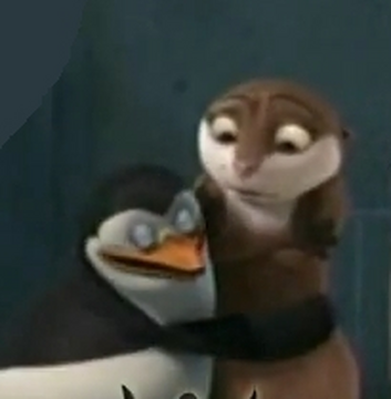 penguins of madagascar skipper and marlene kissing