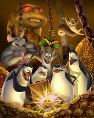 N plakacie;Pingwiny z Madagaskaru "Skarb złotego Wiewióra"