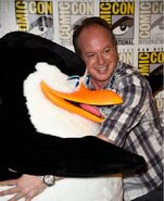 Tom Hugging Skipper at event of Penguins of Madagascar