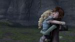 Hiccup and Astrid sharing a hug Frozen
