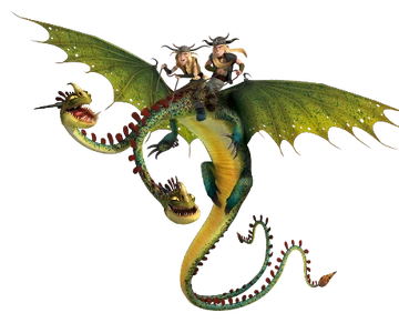 Die Zwillinge auf ihrem Drachen.