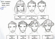 Animation reference sheet of Moses's appearance throughout the film