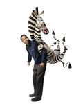 Marty rides on Chris Rock's back.