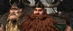 Gobber and Stoick look confused of why Hiccup is not fighting Hookfang