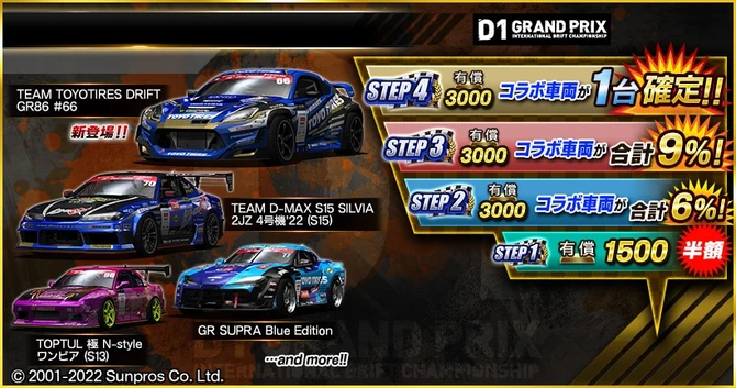 An example of a Special Gold Order featuring multiple cars at the end of a collaboration with a Step system