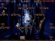 The secret is on the left side of the platform below the uppermost thru sign.