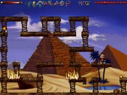 The secret is at the right end of the floating platform on the right side of the screen.