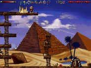 The secret is at the right end of the highest platform.