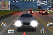 A front angle view of the Skylark with its headlights on in the iOS version of the game.