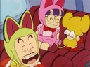 Senbei, Arale and Gatchan in their UFO