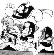 Bank robber following Arale with Pola, Ogre-king Gyaska and Tori-bot