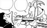 Dr. Goat sprays an insecticide in Kanta's mouth