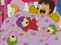 How cute. The Norimaki family is sleeping.