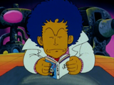 Mashirito reading the Dr. Slump manga to find Arale's weaknesses.