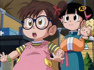 Arale can't beat Taro because of Tsururin's powers