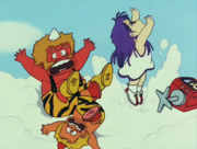 Arale Jumping Through Cloud