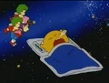 Arale and Gatchan's are going to wake Mr. Sun!