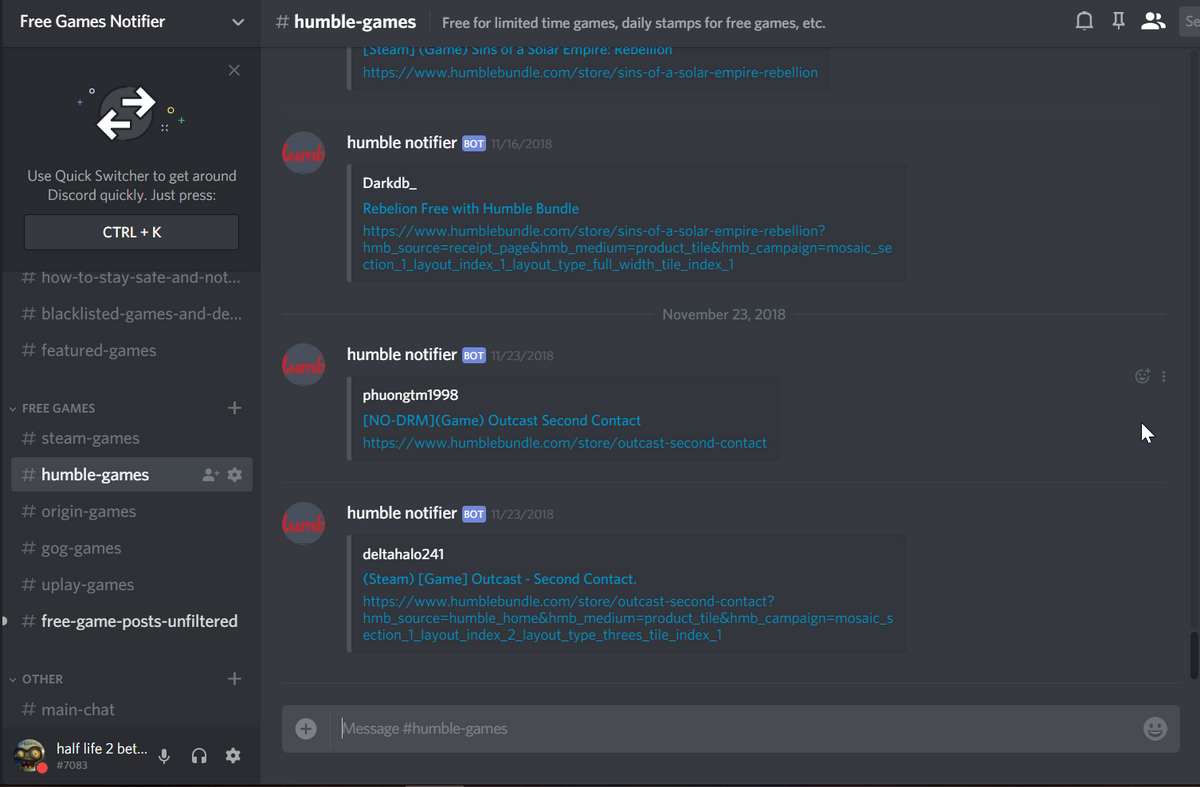 GitHub - moonstar-x/discord-free-games-notifier: A Discord bot that will  notify when free games on Steam or Epic Games come out.