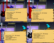 Comparison of Red Special and Keytar. These use the presets for Sir Brian of May and Magnificent Leopold. Note the exact same stats but higher minimum level required on the keytar.