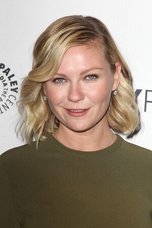 Kirsten dunst with a bob haircut on pink background on Craiyon