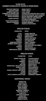 Class of '83 Credits