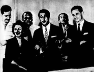 Jomeri Pozzoli, Ida Gomes, não identificado, Avalone Filho, Abel Pêra, e Miguel Rosenberg (1957)