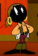 Commander X-2 in a typical pirate outfit, as seen in the episode 7 Season 1 'Shiver Me Dodgers'.