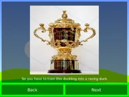 "So you have to train this duckling into a racing duck."