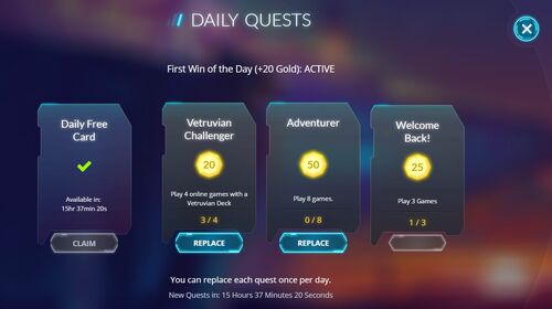 Quests menu