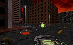 95-10Jun04.19.17.24-01.jpg (98 KB) Score, June 4, 1995 @ 19:17:24.* L6, facing the building that would become the adult-themed store on Red Light District with the club on the left. This is the first instance of the Shrinker.