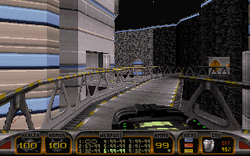 3D Realms, August 11, 1995. Dark Side with the first appearance of blue stripes instead of red. A Laser Tripbomb can be seen in the bottom-left corner.