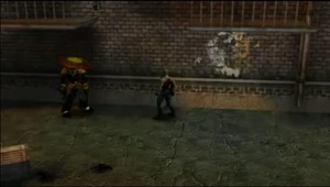 Duke and the GatorOid boss right before facing off with him.