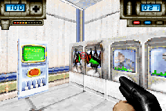 Activating a switch to access the exit.