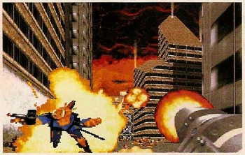 95-17AugOct-03.png (759 KB) Red Light District, standing near the bar entrance and looking up at the building in the next screenshot. The corpse of a newly updated Lizard Trooper can be seen in the background, where it is already using a green palette.