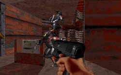 95-08May21.23.00.50-01.jpg (97 KB) Score, May 21, 1995 @ 23:00:50. Dark Side in an area believed to have been inherited from L2. Later map schematics (seen here) suggest this area was scrapped and replaced with the starting area in the final game. There is evidence this room may have been repurposed to create the spinning water turbines on Fusion Station (see L2 for more information).