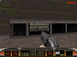 95-22LateNov-16.png (202 KB) Old location of the Blue Access Card on Death Row. This is likely positioned at the end of the hallway with the explosive canisters in the final build. Note that the room with the Access Card uses the same textures as those in another screenshot.
