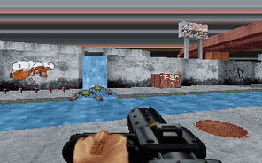 The Plasma Cannon in LameDuke that was later replaced by the Chaingun Cannon in Duke Nukem 3D