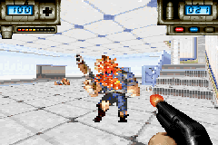 Attacking a Pig Cop in the warehouse.