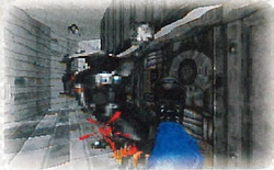 95-07FebMay-03.jpg (165 KB) Unidentified. The textures are a close match to the mess hall kitchen on It's Impossible, which is known to have borrowed heavily from the May 1995 iteration of Warp Factor, but there is also a sign for a "Mess Hall" on AHB-Space, though no screenshots of the interior are available