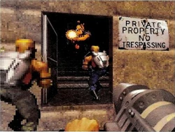 95-20EarlyNov-55.jpg (120 KB) Unidentified. Gobeille was not immediately able to identify this. The most likely candidates include Bank Roll (prior to adding the elevator), Hotel Hell (in a scrapped alley connected to the stairwell), and Sewer (where the exterior is a match but the interior was replaced with a copy-and-paste from Flood Zone).