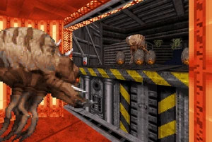 Hidden elevator texture in the room containing the Nuke Button on Incubator with the camera facing the water-filled incubation room