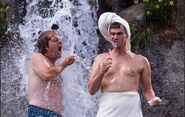Lloyd and Harry taking a shower
