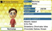 Nicholas Andre QR Code Contents