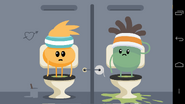 Stupa and Boffo were teleported into the toilet.