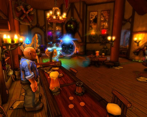 Tavernkeeper and fireplace with the crystalline portal