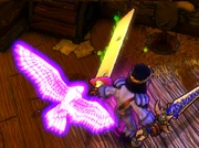 Upon activation a hawk will appear beside for a moment before flying away