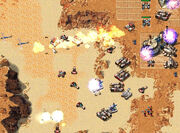 Screenshot showing a fight between Atreides and Harkonnen