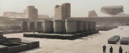 Spice silos near the refinery at Arrakeen (Dune, 2021)
