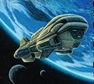 Spaceraft before planet - Dune CCG illustration