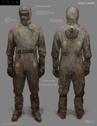 A specialised stillsuit variation of a dune man spice miner, spice harvester crewman (Dune, 2021, concept art by Keith Christensen)